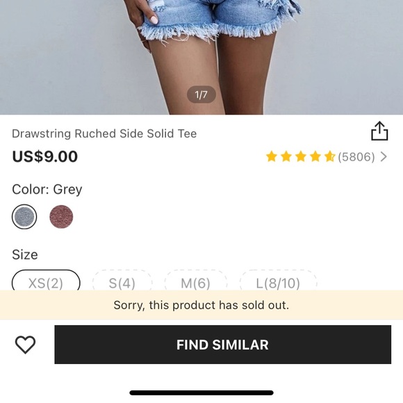 Drawstring Ruched Side Solid Tee from Shein - Picture 4 of 4